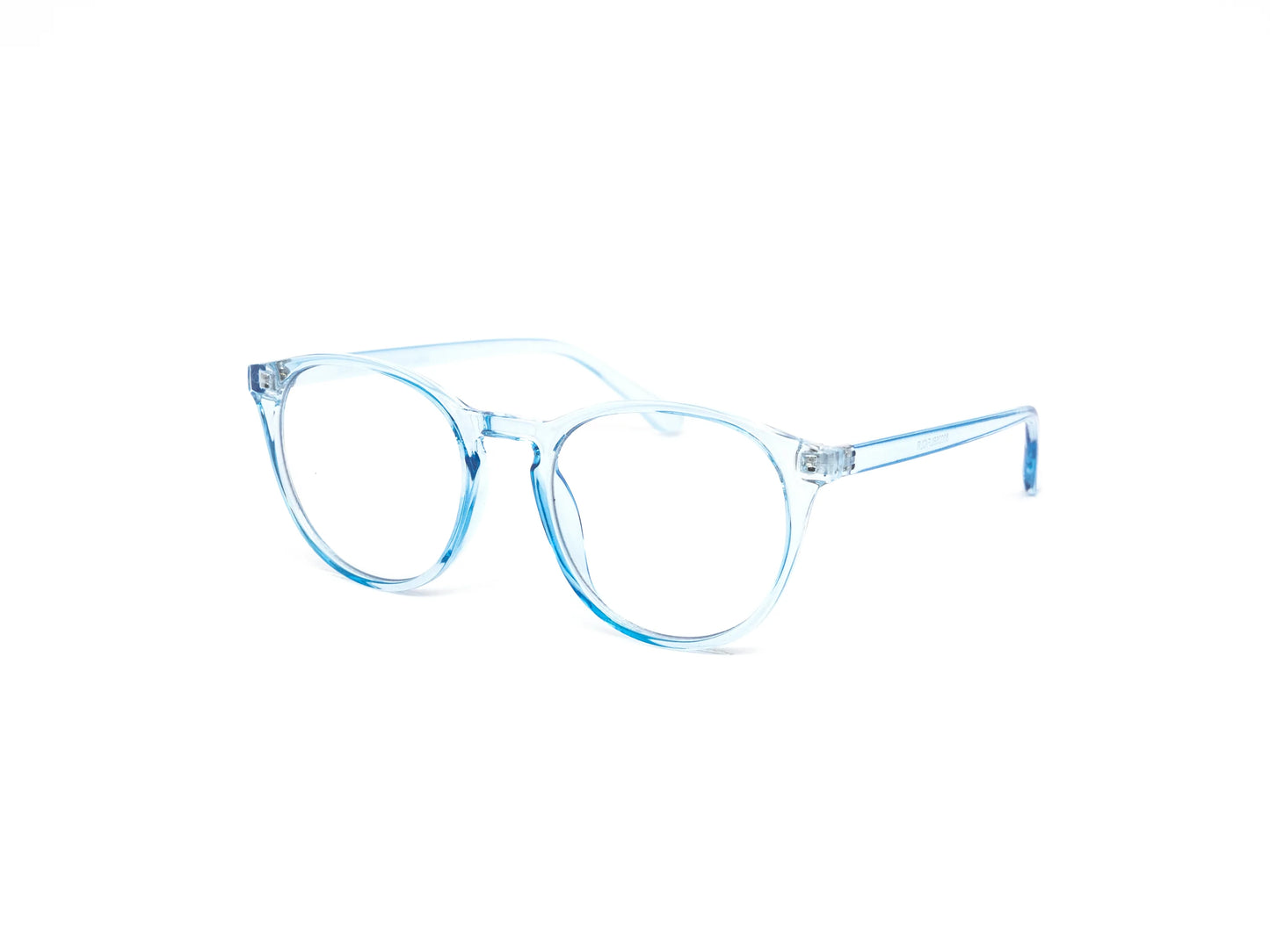 Misty Blue Minimalistic Round Blue Light Lens Glasses
