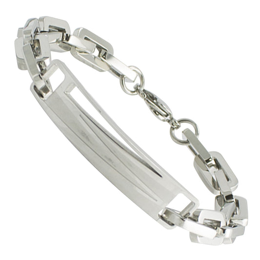 Misty Blue Thick Stainless Steel Link Chain Bracelet