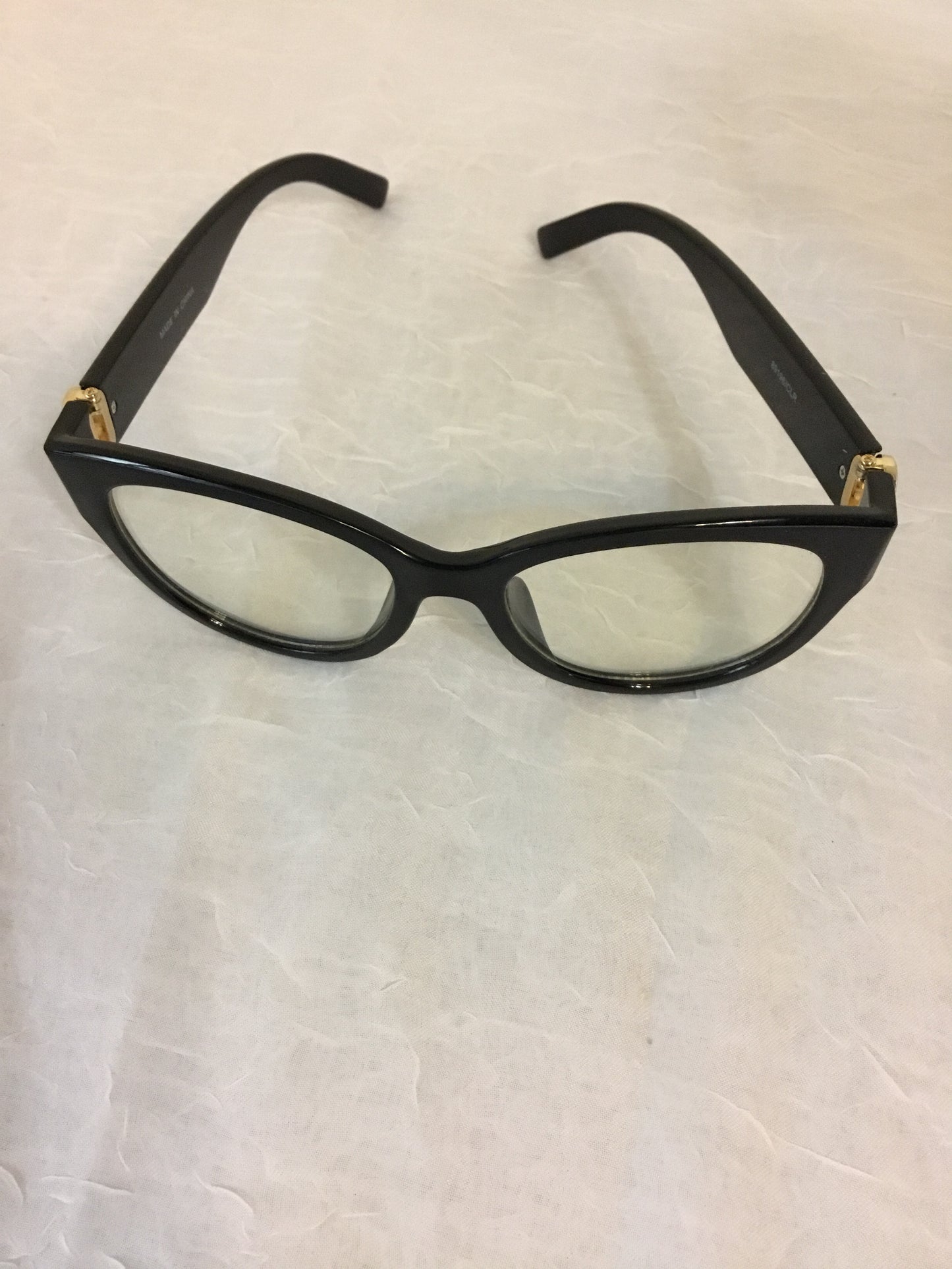 Misty Blue Clear Lens Black Cat-Eye Glasses
