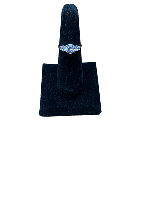 Misty Blue CZ Crown Setting Ring