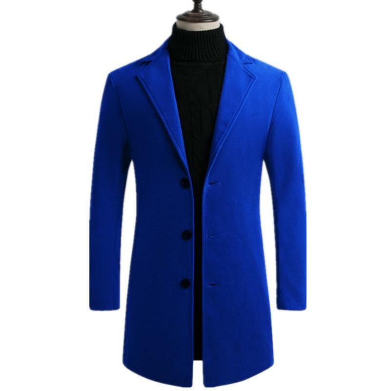 Misty Blue Men's Single Breasted Long Trench Jacket