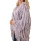 Misty Blue Open Front Fringe Sweater