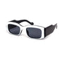 Misty Blue Rounded Rectangular Thick Temple Sunglasses